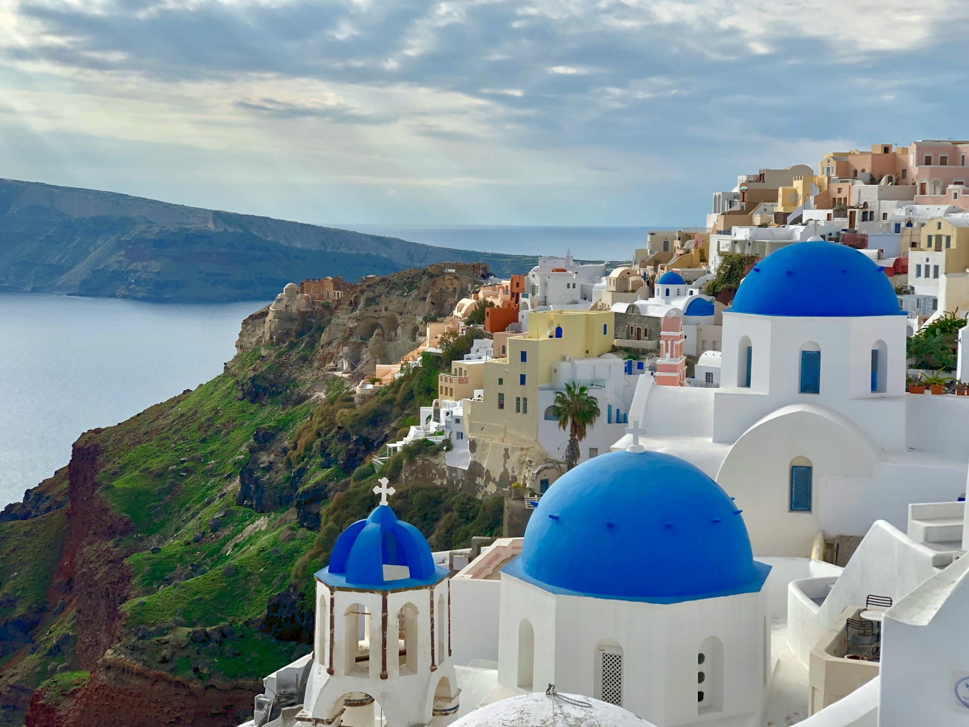 Santorini blue domes Greece
