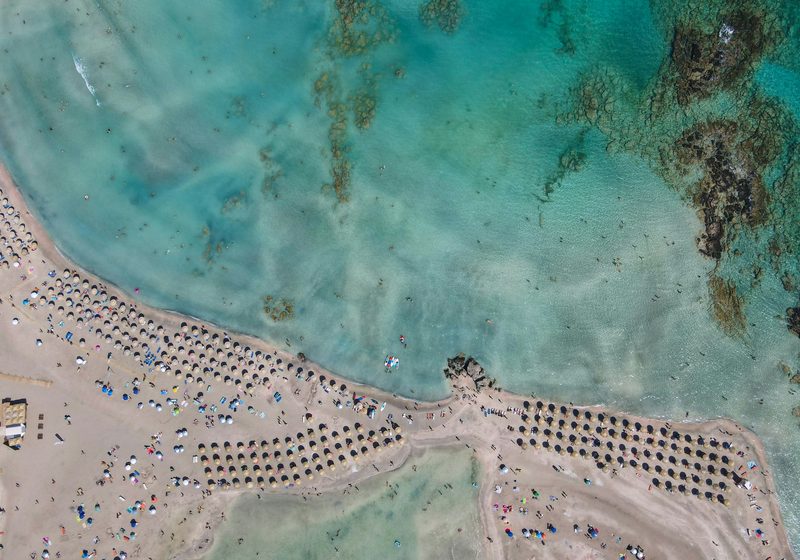 Samaria Hotel — Elafonisi Beach aerial with turquoise water near Chania